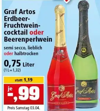 Thomas Philipps Graf Artos Erdbeer Fruchtwein cocktail oder Beerenperlwein 0,75L Angebot