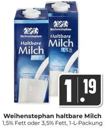 Hieber's Frische Center Weihenstephan Haltbare Milch 1 L Packung Angebot