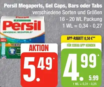 Edeka Frischemarkt Persil Megaperls, Gel Caps, Bars oder Tabs 16-20 WL Packung Angebot