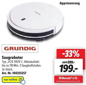 Lidl GRUNDIG Saugroboter  ,,VCR 3929 L" Angebot