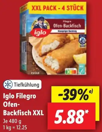 Lidl Iglo Filegro Ofen-Backfisch XXL 480 g Angebot