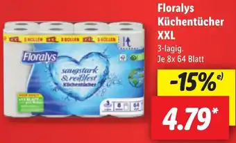 Lidl Floralys Küchentücher XXL 3-lagig, 8x64 Blatt Angebot