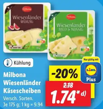 Lidl Milbona Wiesenländer Käsescheiben 175 g Angebot