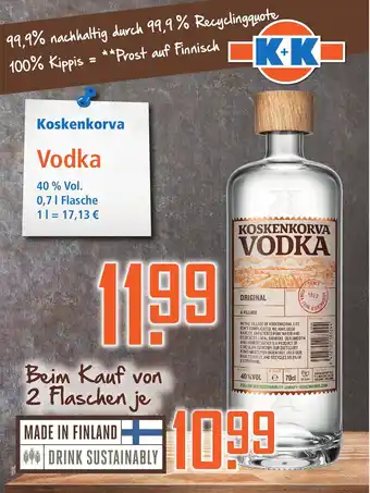 Klaas und Kock Koskenkorva Vodka 700ml Angebot