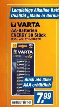 Expert Varta Aa-batterien Energy 30 Stück Angebot