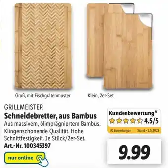 Lidl GRILLMEISTER Schneidebretter, aus Bambus Angebot