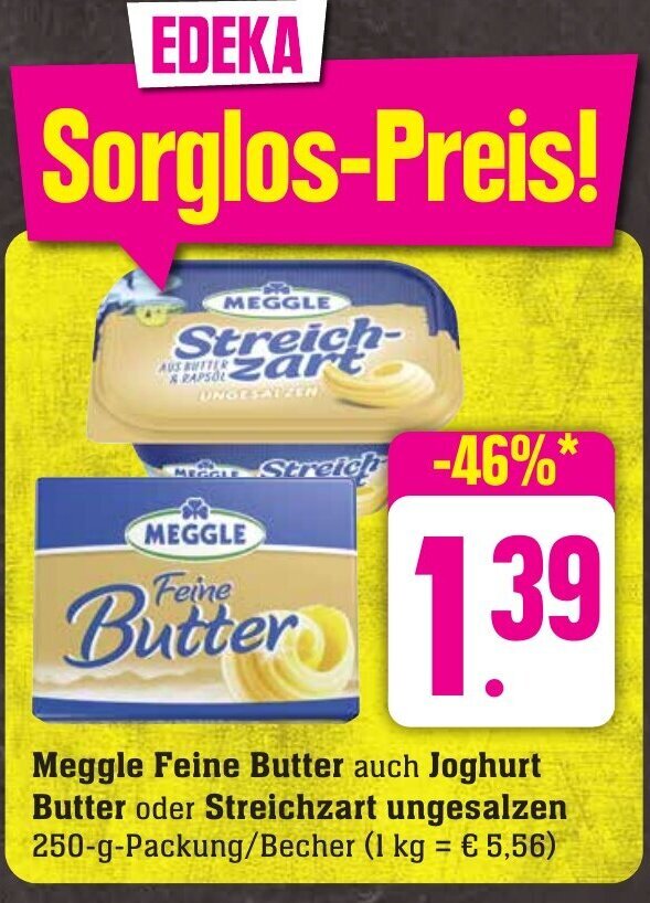 Meggle Feine Butter auch Joghurt Butter oder Streichzart 250g Angebot