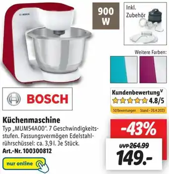 Lidl BOSCH Küchenmaschine ,,MUM54A00" Angebot