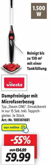 Lidl vileda Dampfreiniger mit Microfaserbezug Angebot