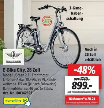 Lidl ZUNDAPP E-Bike City, 28 Zoll Angebot