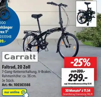 Lidl Carratt Faltrad, 20 Zoll Angebot