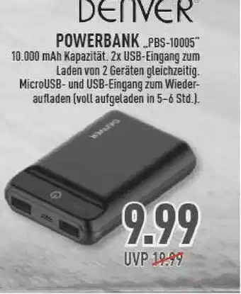 Marktkauf Denver Powerbank ,,PBS 10005" Angebot