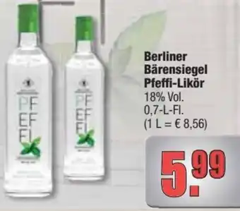 Profi Getränke Berliner Bärensiegel Pfeffi-Likör  0,7-L-FI. Angebot