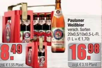 Profi Getränke Paulaner Weißbier 20x0,5/10x0,5-L-FI. Angebot