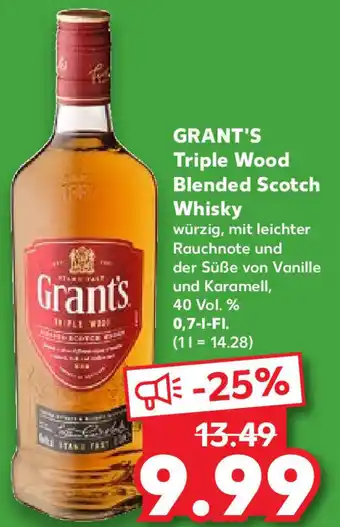 Kaufland GRANT'S Triple Wood Blended Scotch Whisky 0,7 L-Fl. Angebot