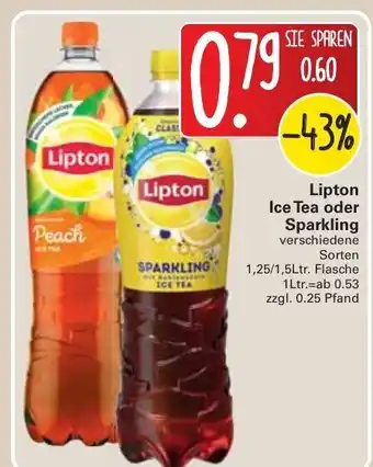 WEZ Lipton Ice Tea oder Sparkling 1,25/1,5L Angebot