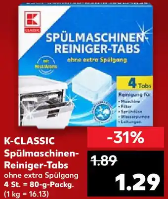 Kaufland K-CLASSIC Spülmaschinen-Reiniger-Tabs  80-g-Packg. Angebot