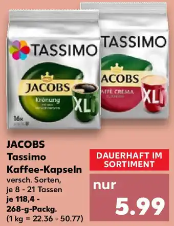 Kaufland JACOBS Tassimo Kaffee-Kapseln 118,4 - 268-g-Packg. Angebot