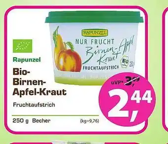 Erdi Biomarkt Rapunzel Bio Birnen Apfel-Kraut 250g Becher Angebot