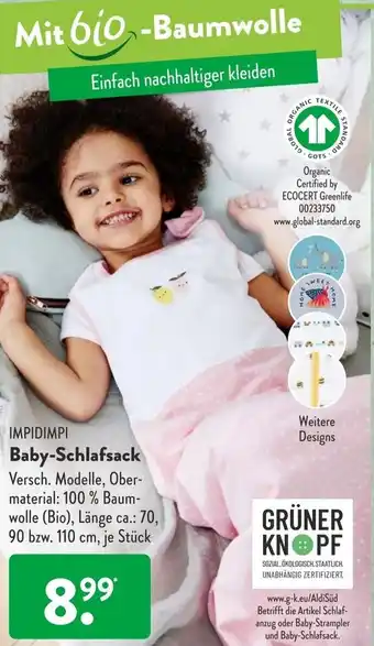 Aldi Süd IMPIDIMPI Baby-Schlafsack Angebot