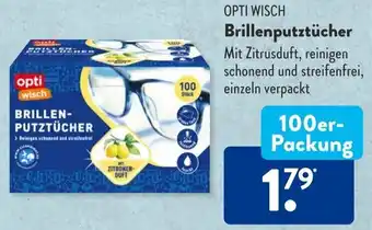 Aldi Süd OPTI WISCH Brillenputztücher 100er-Packung Angebot