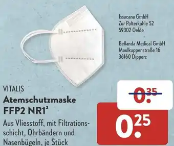 Aldi Süd VITALIS Atemschutzmaske FFP2 NR1 Angebot