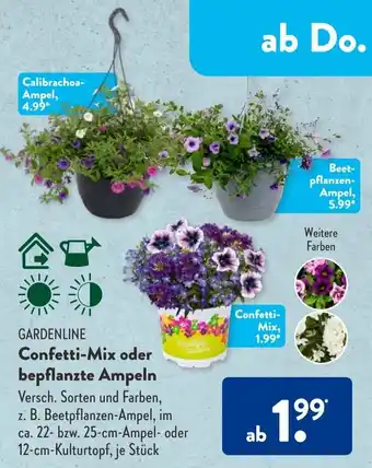 Aldi Süd GARDENLINE Confetti-Mix oder bepflanzte Ampeln Angebot