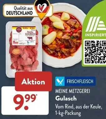 Aldi Süd MEINE METZGEREI Gulasch 1 kg Packung Angebot