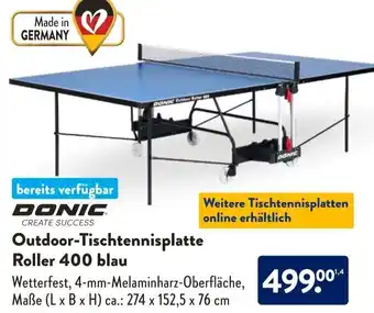 Aldi Süd DONIC Outdoor-Tischtennisplatte Roller 400 blau Angebot