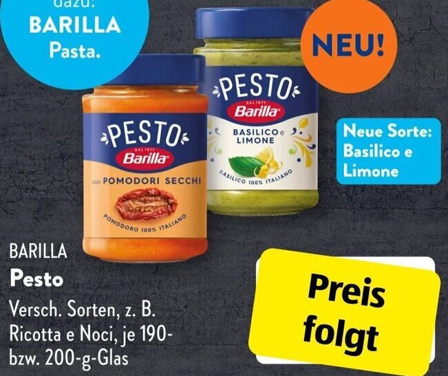 BARILLA Pesto 190200 g Glas Angebot bei Aldi Süd