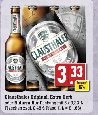 Edeka Neukauf Clausthaler Original, Extra Herb oder Naturradler 6 x 0,33-L Angebot