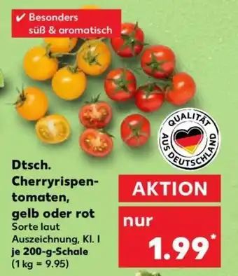 Kaufland Dtsch. Cherryrispen-tomaten, gelb oder rot je 200-g-Schale Angebot