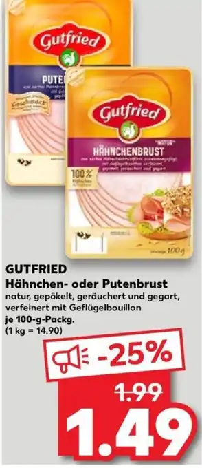 Kaufland Gutfried Hähnchen- oder Putenbrust 100 g Packg. Angebot