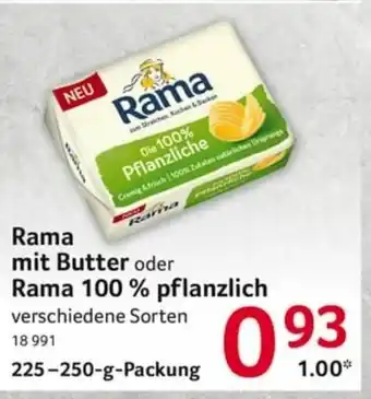 Selgros Rama mit Butter oder 100% pflanzlich 225-250g Angebot