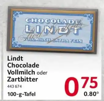 Selgros Lindt Chocolade Vollmilch oder Zartbitter 100g Angebot