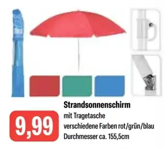 Feneberg Strandsonnenschirm mit Tragetasche verschiedene Farben rot/grün/blau Durchmesser ca. 155,5cm Angebot