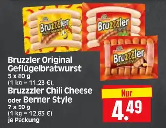 Edeka Herkules Bruzzler Original Geflügelbratwurst 5*80g o. Bruzzzler Chili Cheese oder Berner Style 7*50g Angebot