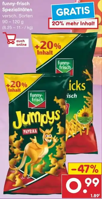 Netto Marken-Discount funny-frisch Spezialitäten 90-120 g Angebot