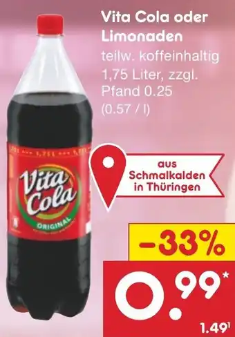 Netto Marken-Discount Vita Cola oder Limonaden 1,75 Liter Angebot