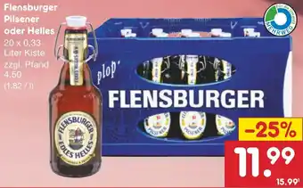 Netto Marken-Discount Flensburger Pilsener oder Helles 20 x 0,33 Liter Kiste Angebot