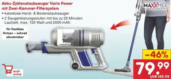 Netto Marken-Discount MAXXMEE Akku-Zyklonstaubsauger Vario Power mit Zwei-Kammer-Filtersystem Angebot