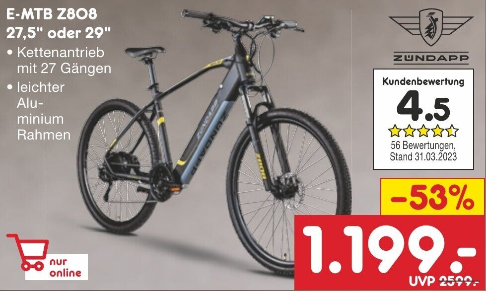 ZUNDAPP EMTB Z808 27,5" oder 29" Angebot bei Netto MarkenDiscount
