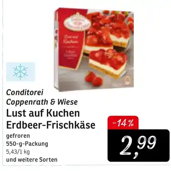 KONSUM Conditorei Coppenrath & Wiese Lust auf Kuchen Erdbeer Frischkäse 550g Angebot