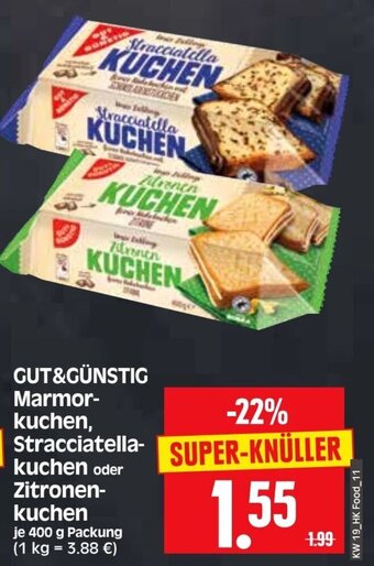 Edeka Herkules Marmorkuchen, Stracciatellakuchen oder Zitronenkuchen je 400 g Angebot