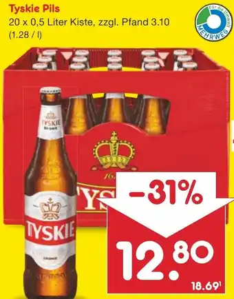 Netto Marken-Discount Tyskie Pils 20 x 0,5 Liter Kiste Angebot