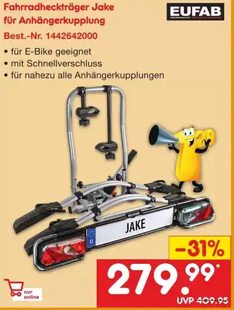 Netto Marken-Discount EUFAB Fahrradheckträger Jake für Anhängerkupplung Angebot