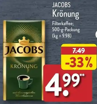 Aldi Nord JACOBS Krönung 500 g Packung Angebot