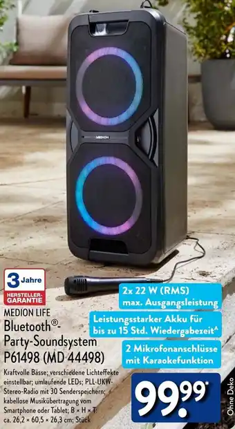 Aldi Nord MEDION LIFE Bluetooth®-Party-Soundsystem P61498 (MD 44498) Angebot