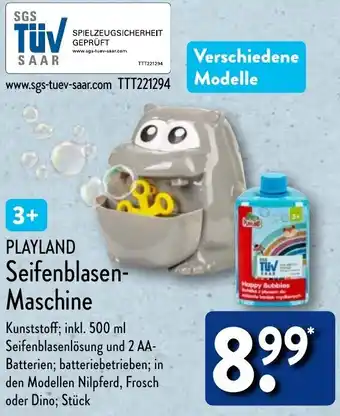 Aldi Nord PLAYLAND Seifenblasen-Maschine Angebot