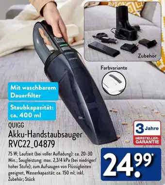 Aldi Nord QUIGG Akku-Handstaubsauger RVC22_04879 Angebot